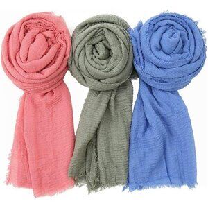 Womens Cotton Hemp Scarf Soft Lightweight Long Hijab Wrap Shawl Summer Fall Gift